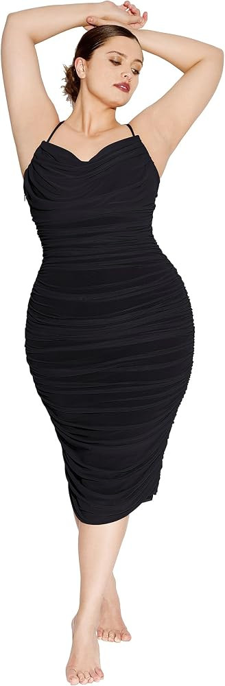 SHAPELLX Shaper Dress for Woman Bodycon Midi Slip Dress Tummy Control Built in Bra 360° Draped M... | Amazon (US)