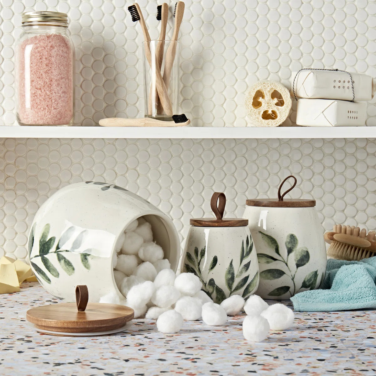 On the Counter Tabletops Gallery 3 piece Canister Set Greenleaf | Wayfair North America