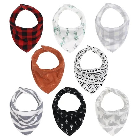 The Peanutshell Cotton Bandana Drool Baby Bibs 8pk Unisex | Walmart (US)