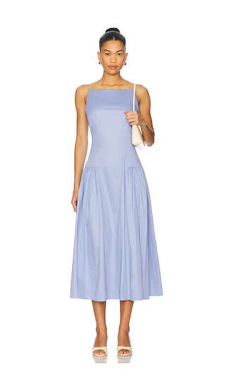 ASTR the Label Drop Waist High Neck Dress in Baby Blue. - size XS | Revolve Clothing (Global)