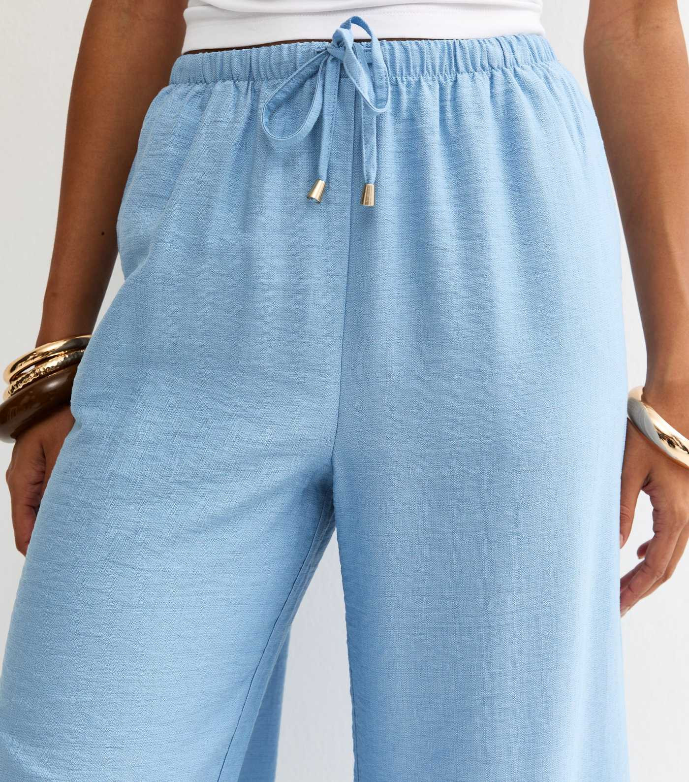 Light Blue Drawstring Wide Leg Trousers | New Look | New Look (UK)