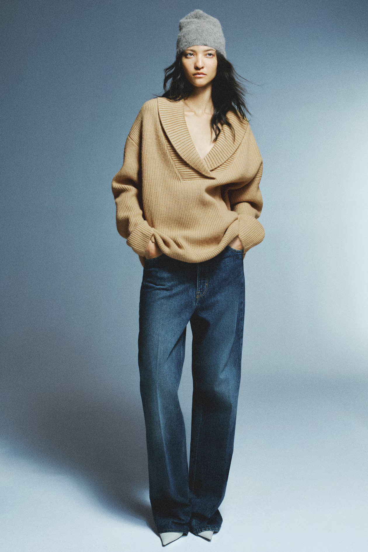 Rib-knit shawl-collar jumper | H&M (US + CA)