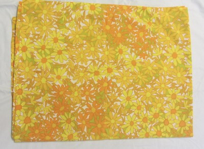Vtg Penneys TWIN FLAT Sheet ORANGE YELLOW Flower Power Percale Fashion Manor | eBay US