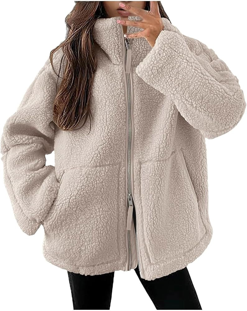 2025 Regal Women's Fleece Winter Warm with Zipper Short Bedroom Jacket without Hood Jackets Solid... | Amazon (UK)