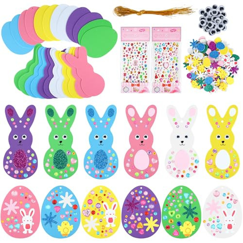 224 Pcs Easter Foam Stickers Set Egg Bunny DIY Craft Kits Foam Easter Ornaments 3D Egg Peeps Bunny Foam Stickers Decorations for Easter Party Home School Classroom Activities Kids DIY Crafts Supplies | Amazon (US)