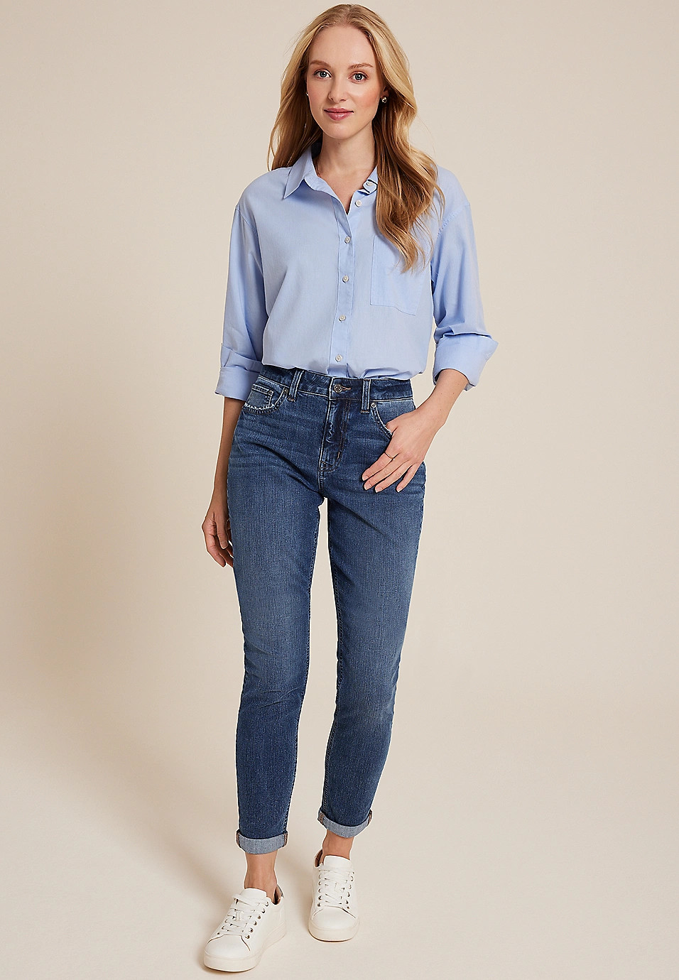 m jeans by maurices™ Classic High Rise Dark Taper Jean | Maurices