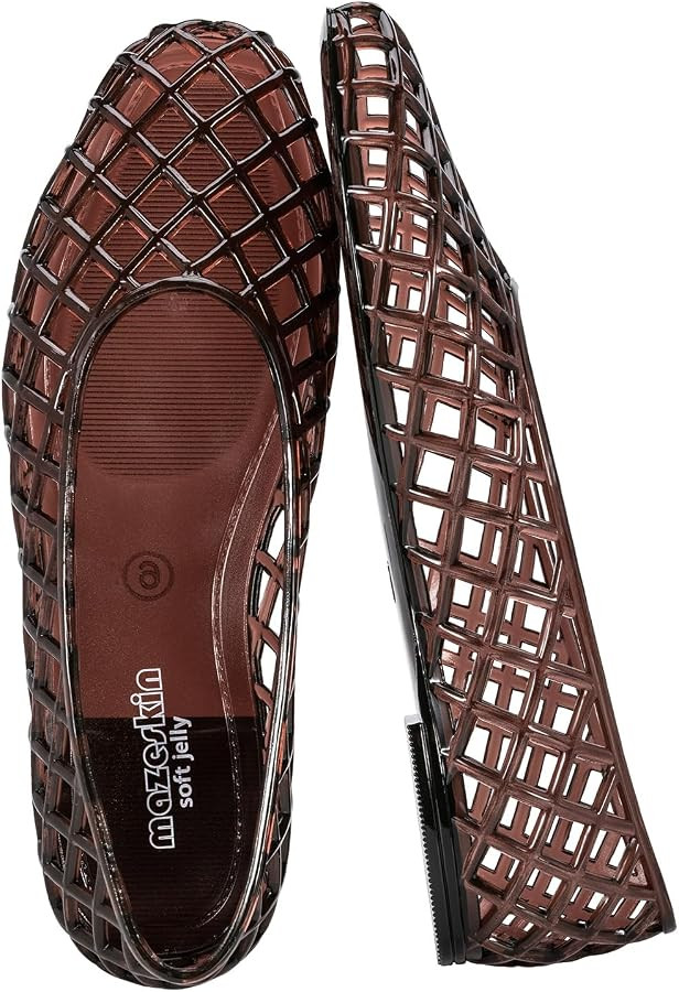 mazeskin Womens Jelly Flats Lattice Ballet Sandals Shoes | Amazon (US)