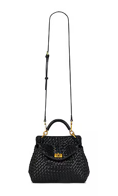 JW PEI Lucia Classic Top Handle Woven Bag in Black from Revolve.com | Revolve Clothing (Global)