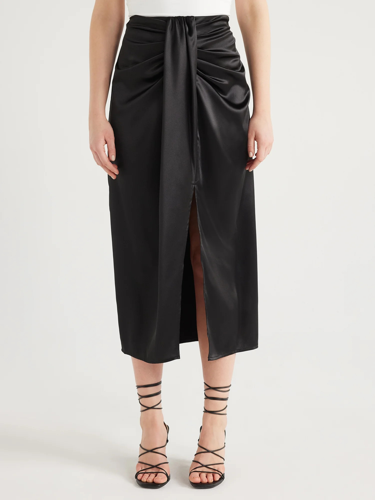 Scoop Women’s High Shine Satin Midi Skirt, Sizes XS-XXL - Walmart.com | Walmart (US)