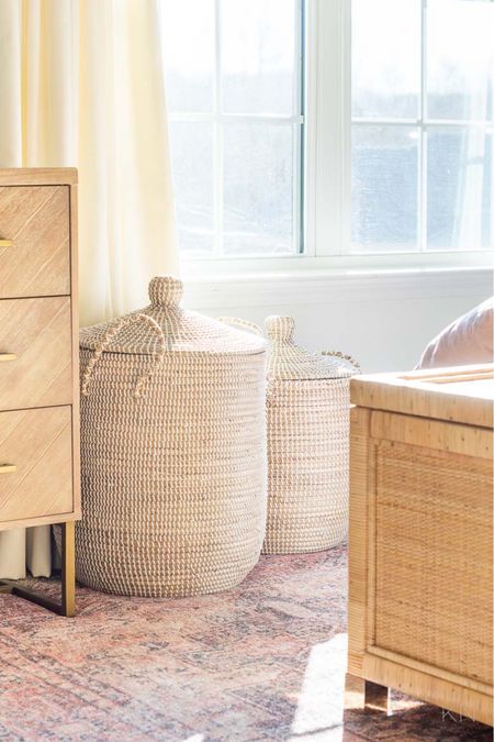 These lidded storage baskets and this rattan trunk are currently 20% off with code: UPGRADE. We use the baskets for dolls and stuffed animals and the trunk for bag and backpack storage. I also have the large lidded basket and use it as a clothes hamper. home decor bedroom decor home storage basket end of bed trunk bedroom storage toy storage kid bedroom

#LTKsalealert #LTKhome #LTKkids