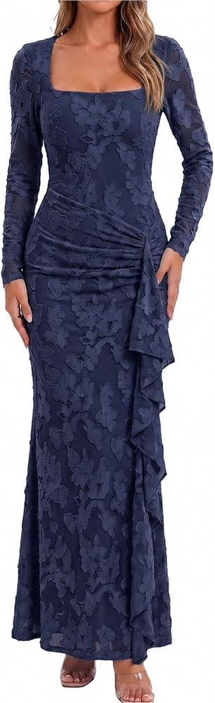 Kaximil Women's Fall Floral Wedding Guest Cocktail Formal Maxi Dress | Amazon (US)