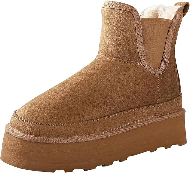 Ankis Platform Mini Boots Women, Classic Ultra Mini Ankle Chelsea Boots for Women Winter Warm Thi... | Amazon (US)