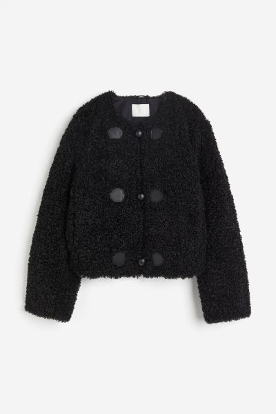 Short Teddy Fleece Jacket - Black - Ladies | H&M US | H&M (US + CA)