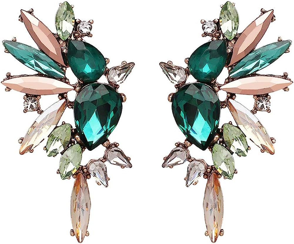Fashion Statement Vintage Drop Dangle Earrings for Women Girls Green Crystal Earrings | Amazon (US)