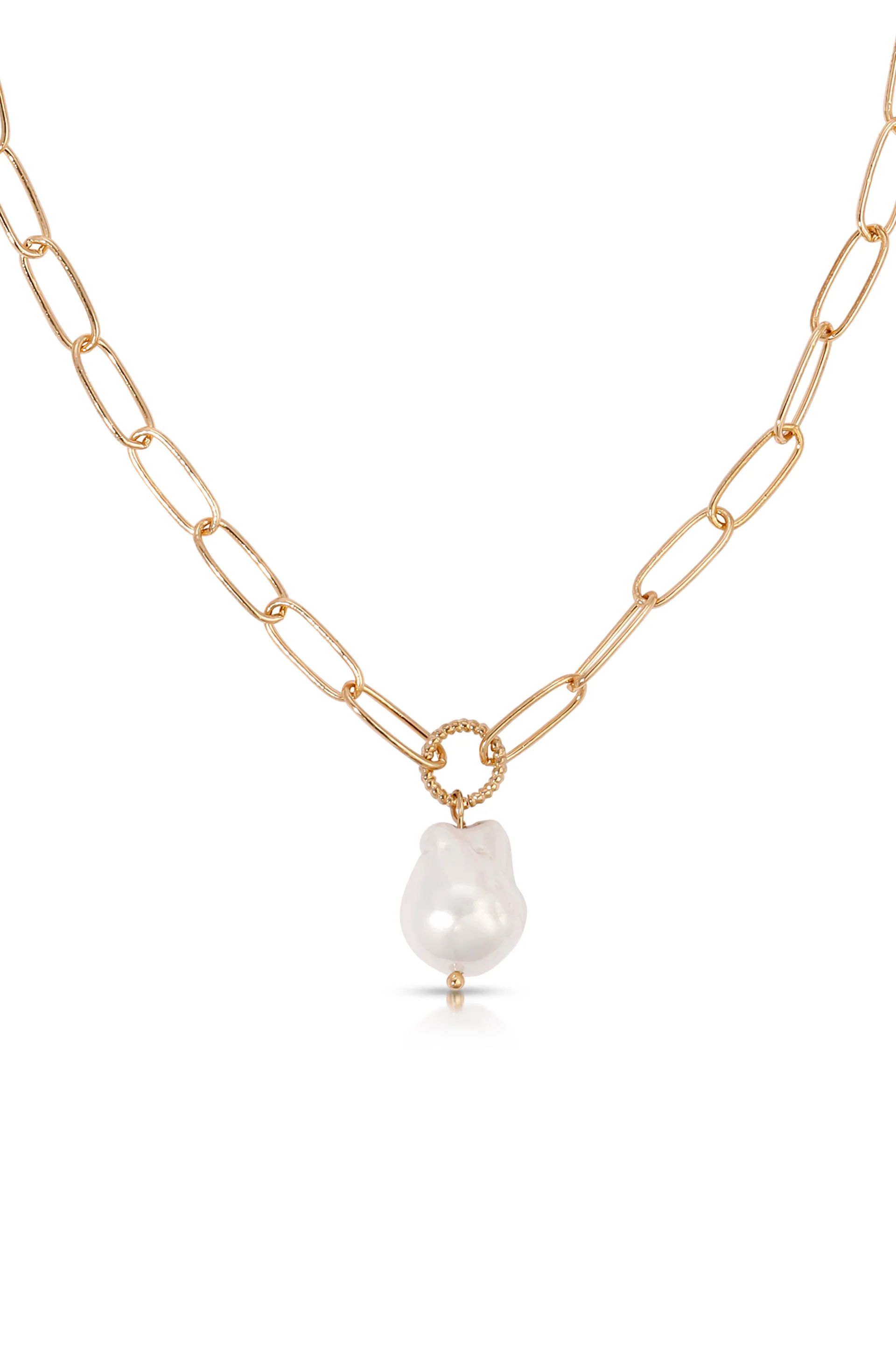 Single Pearl Open Links Chain Necklace | Ettika