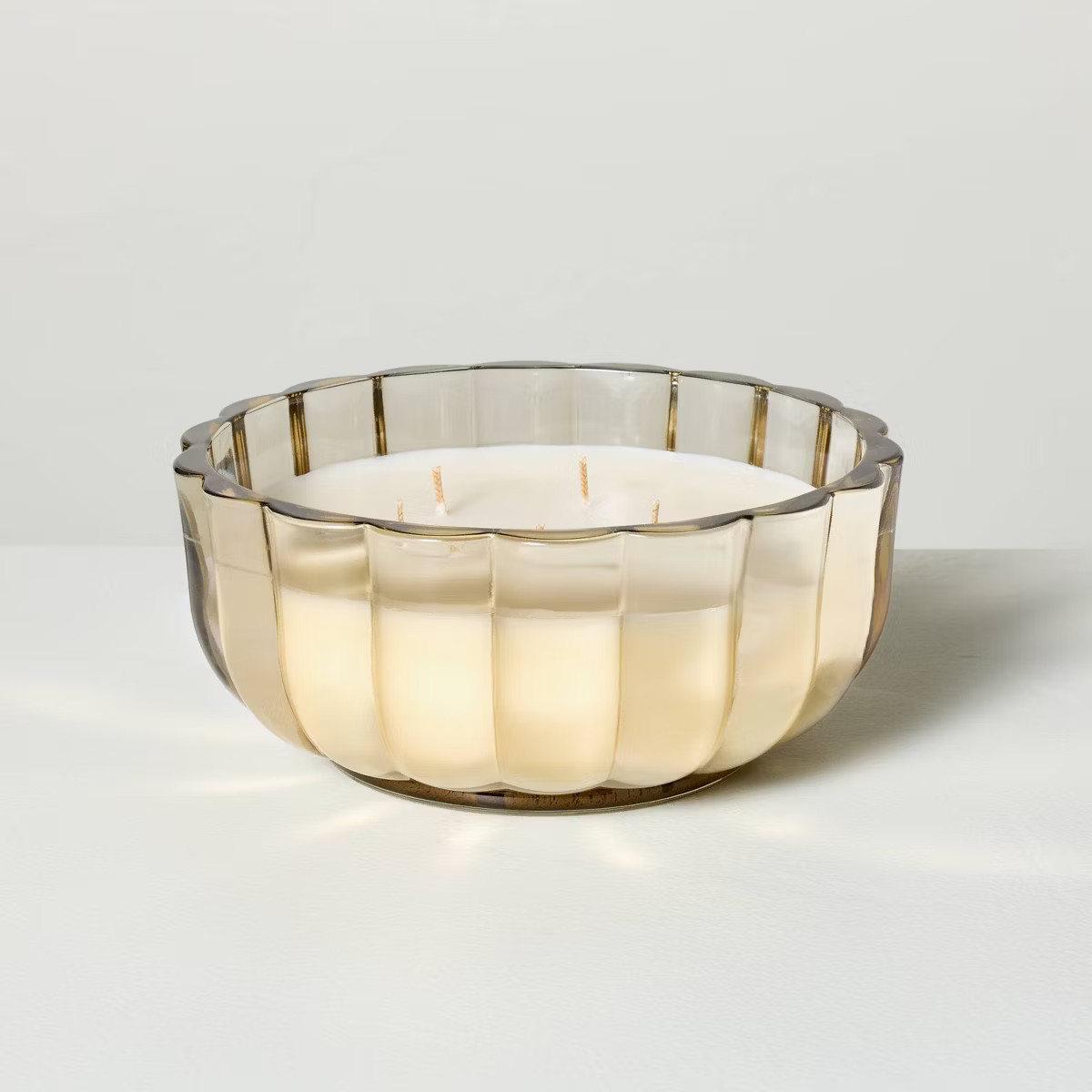 Scalloped Glass Mulled Spice Christmas Jar Candle Tan - Hearth & Hand™ with Magnolia | Target
