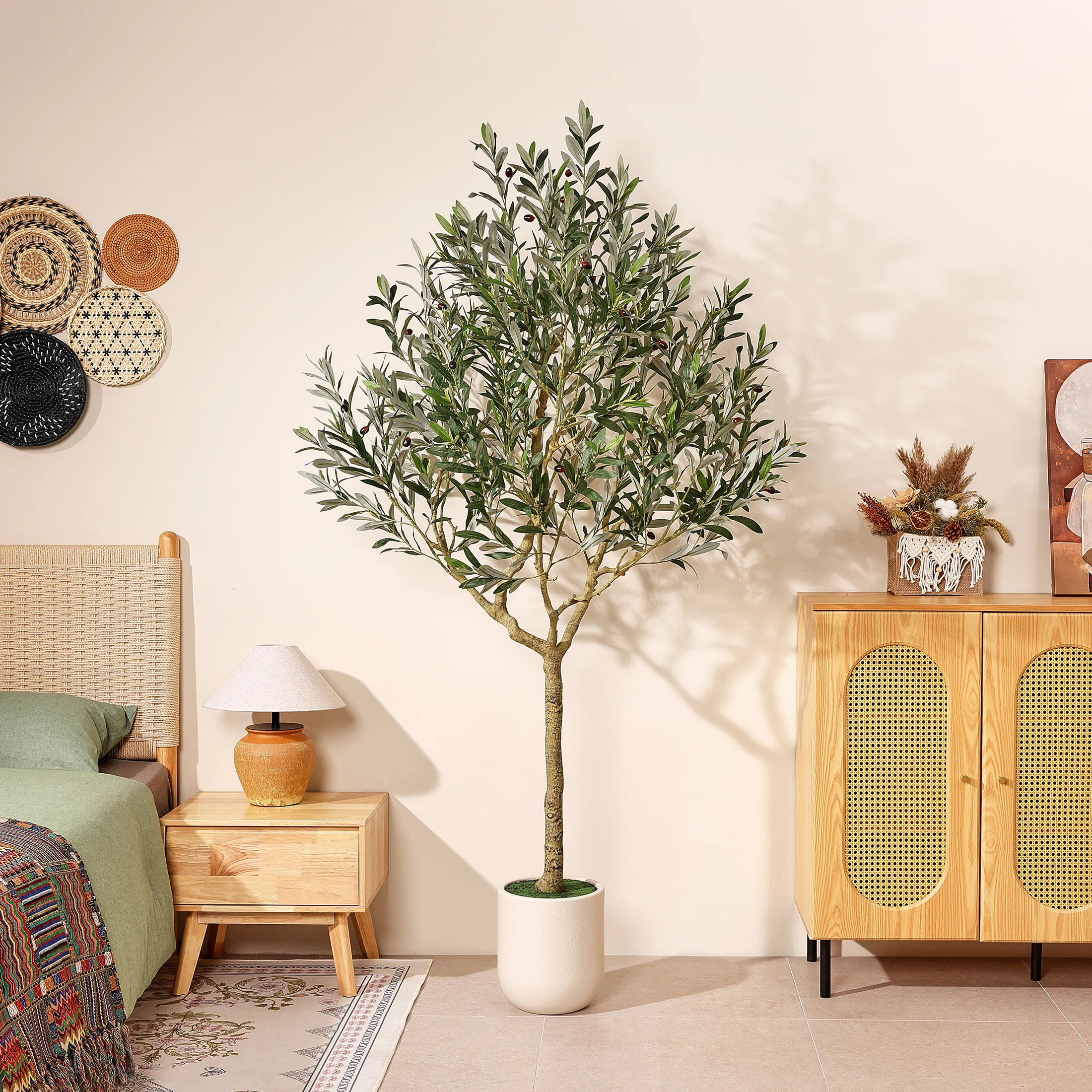 Adcock Faux Olive Tree 7Ft Artificial Plant – Realistic Silk Olive Tree With Lifelike Leaves & ... | Wayfair North America