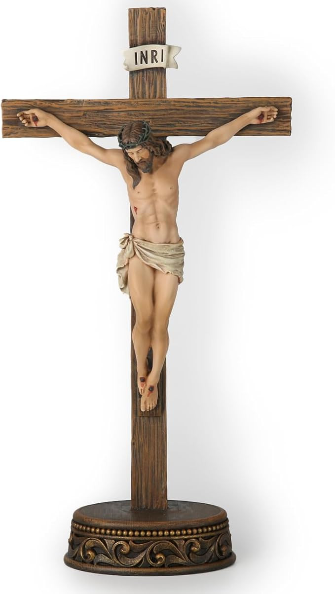 BC Catholic Crucifix Standing Cross, Jesus Christ Tabletop Home Decor, Religious Gift, Wood Carve... | Amazon (US)