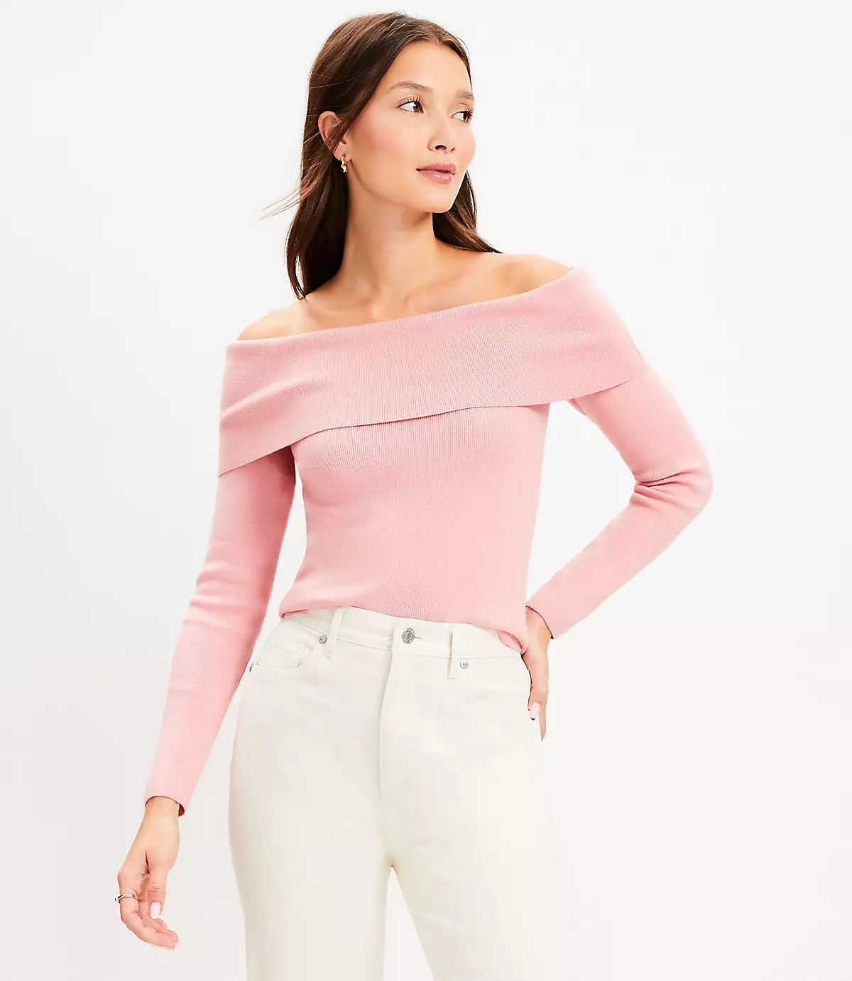 Ribbed Off The Shoulder Sweater | LOFT