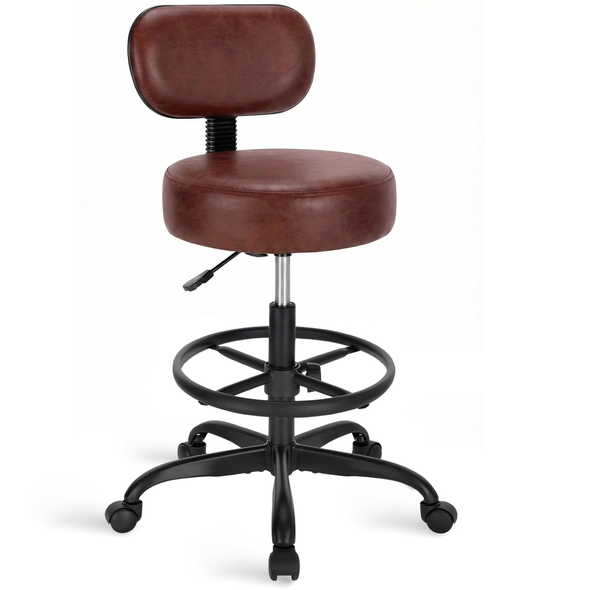 SUPERJARE Drafting Chair with Back, Adjustable Foot Rest Rolling Stool, Multi-Purpose Office Desk... | Amazon (US)