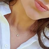 Tiny Initial Gold Plated Letter Necklace, Dainty Personalized Upper Case Initial Pendant, Minimalist | Amazon (US)