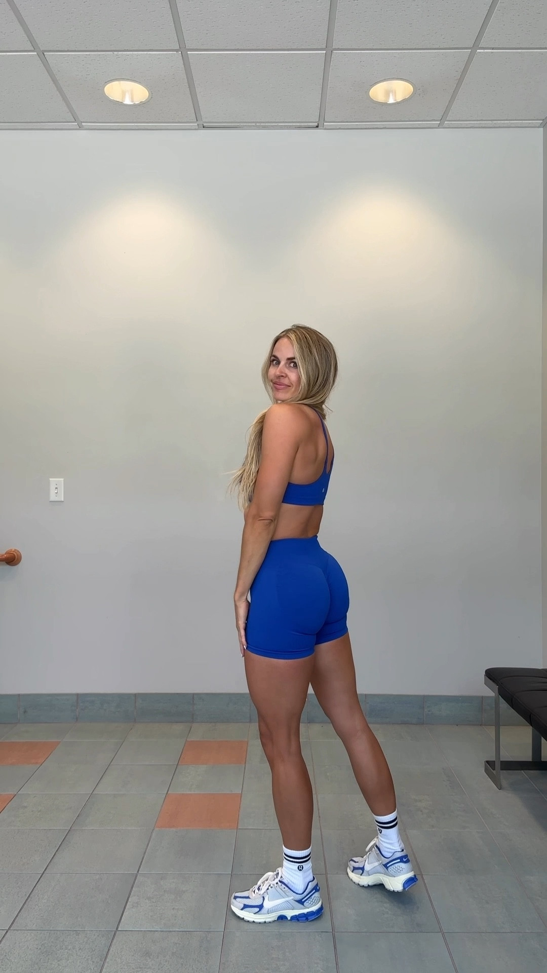 If you don’t like bum scrunch shorts—- I didn’t either. However, I’ve got 3 of these now. Im sold. 

My bra color is sold out. 
I’m wearing anything 8 in the A/B cup but also wear the C/D and like that coverage 

Shoes were a gift from my girl friends! 