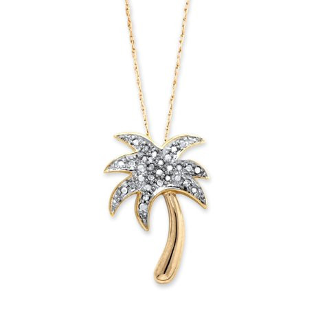 Diamond Accent Palm Tree Pendant Necklace in 14k Gold over Sterling Silver 18 | Walmart (US)