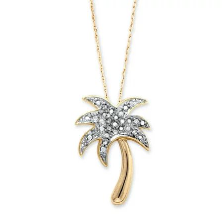 Diamond Accent Palm Tree Pendant Necklace in 14k Gold over Sterling Silver 18 | Walmart (US)