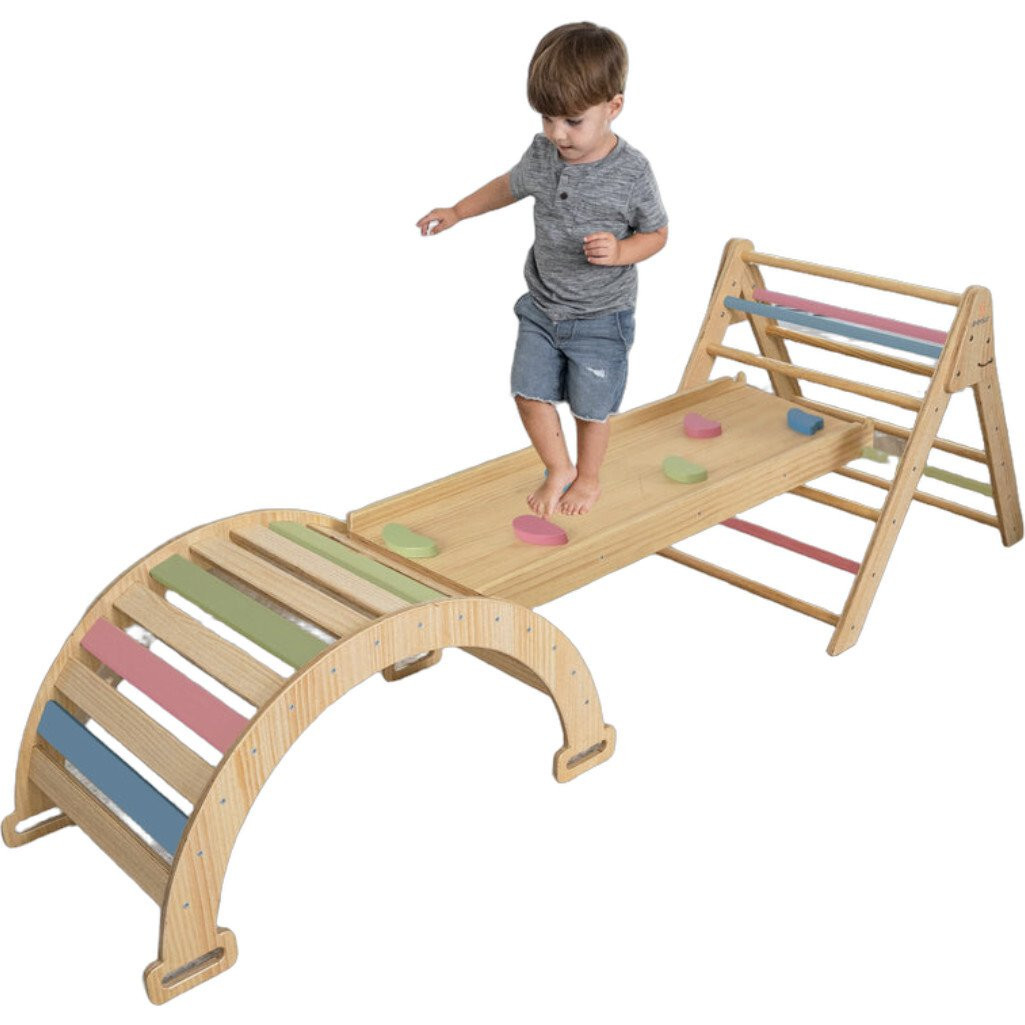 Hazel - Pikler Triangle Ladder & Rocker Set, Multi-Color | Maisonette