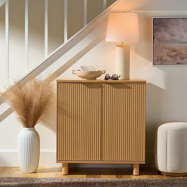 Better Homes & Gardens Lillian Fluted Accent Cabinet, Natural Pine Finish | Walmart (US)