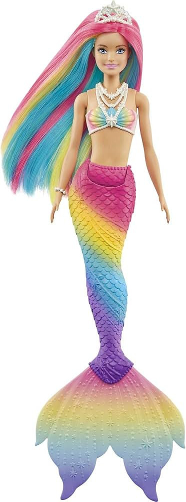 Barbie Dreamtopia Rainbow Magic Mermaid Doll with Rainbow Hair and Water-Activated Color Change F... | Amazon (US)