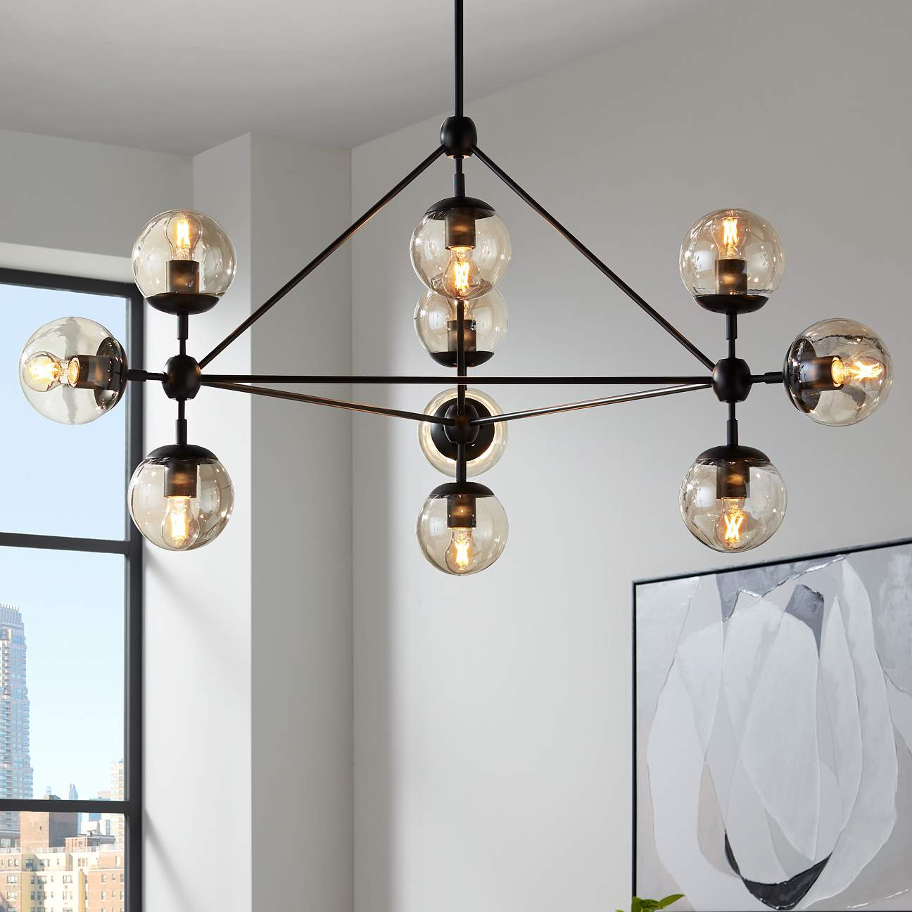 Possini Euro Gable 41 1/2" Wide Black 10-Light Modern Chandelier | Lamps Plus