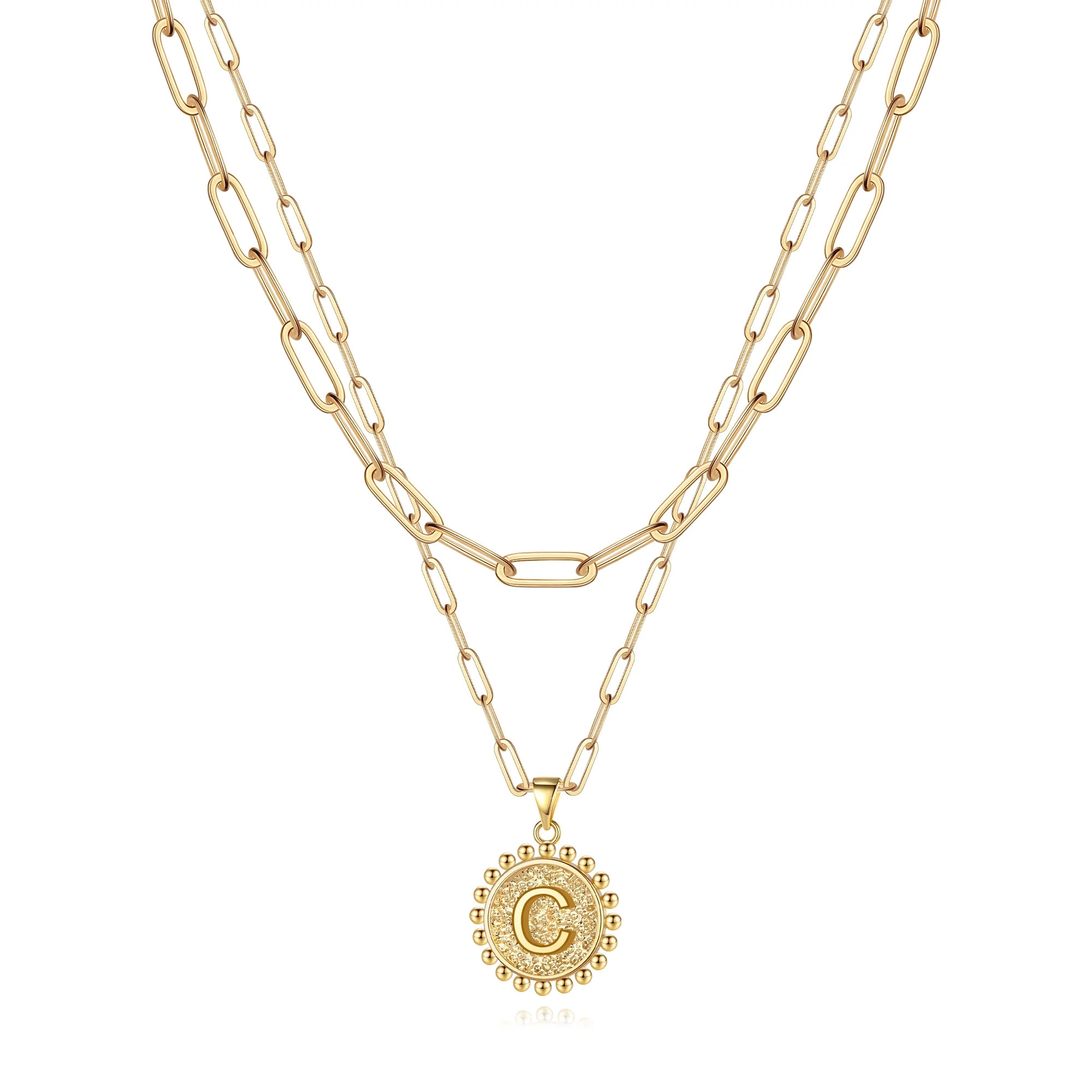 TINGN Layered Initial Necklaces for Women 14K Gold Plated Girls Dainty Layering Paperclip Choker ... | Walmart (US)