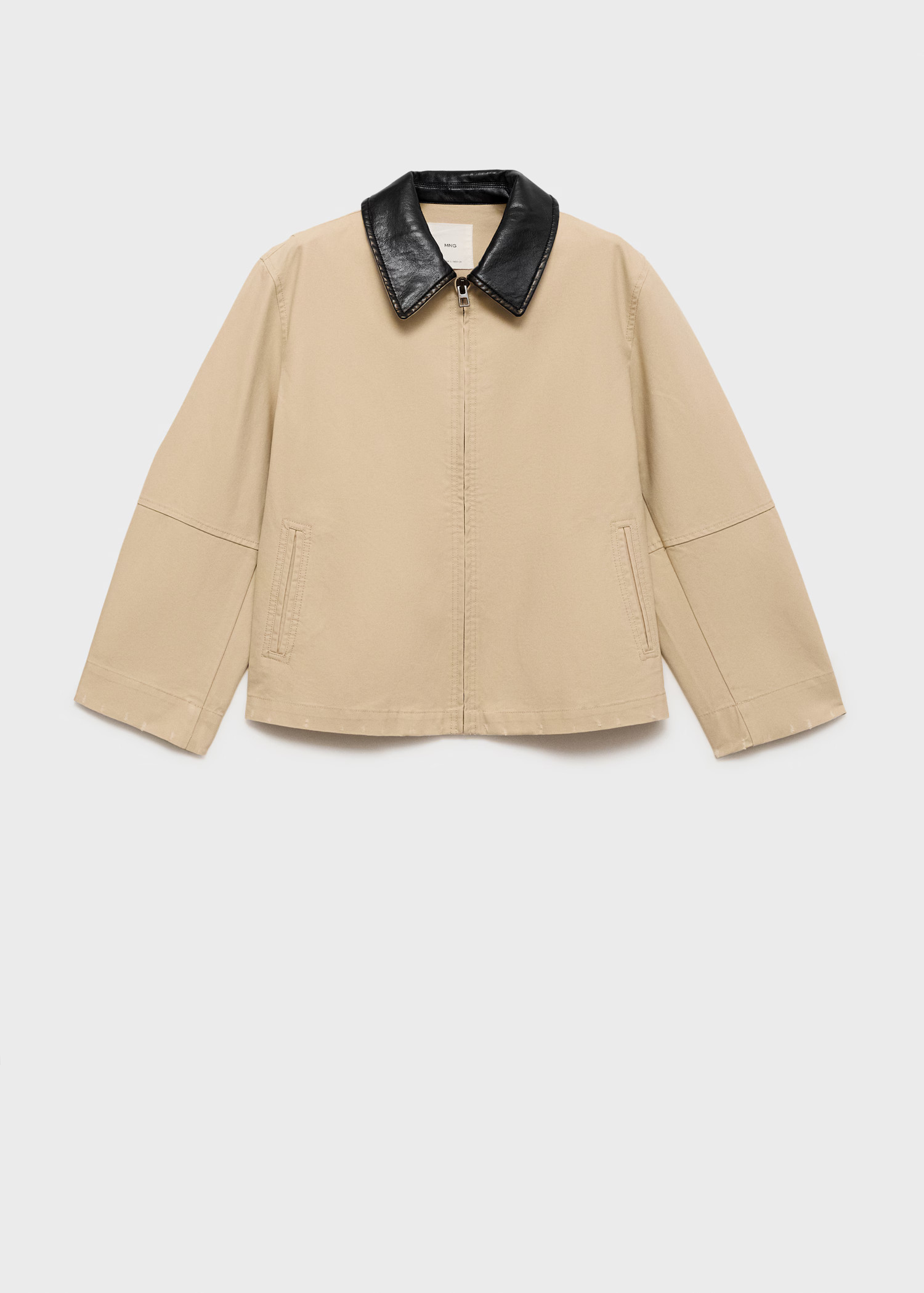 Cotton jacket with contrasting collar - Women | MANGO United Kingdom | MANGO (UK)