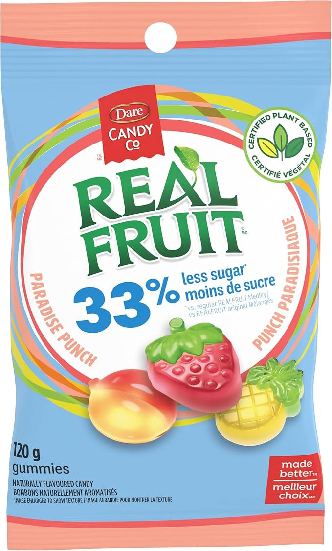 RealFruit Paradise Punch - Strawberry, Peach, and Pineapple Flavoured Plant Based Gummies with 33... | Amazon (CA)