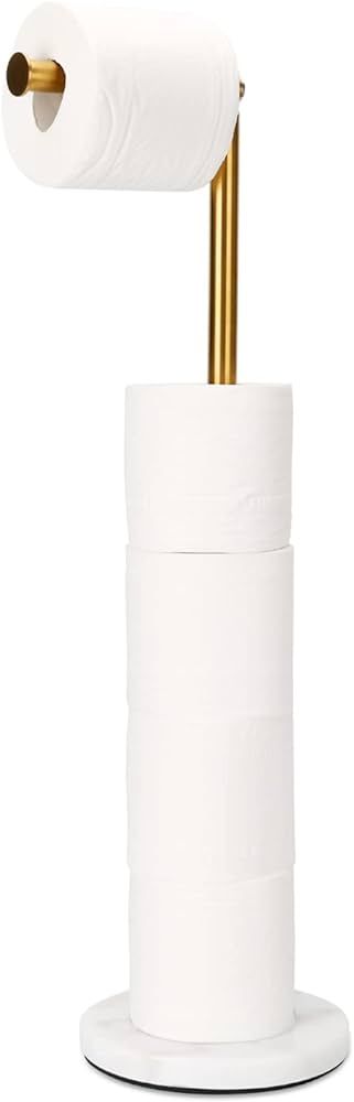 Kalitro Gold Free Standing Toilet Paper Stand with Reserve, Heavy Marble Base, Freestanding Toile... | Amazon (US)