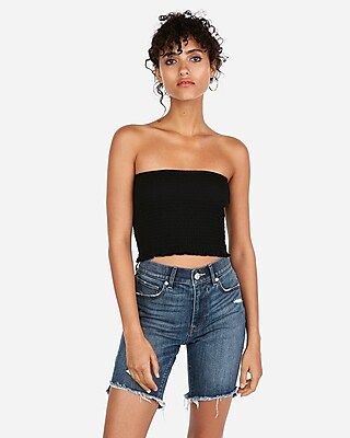 Express Womens Express One Eleven Smocked Tube Top Black Women's Xxs Black Xxs | Express