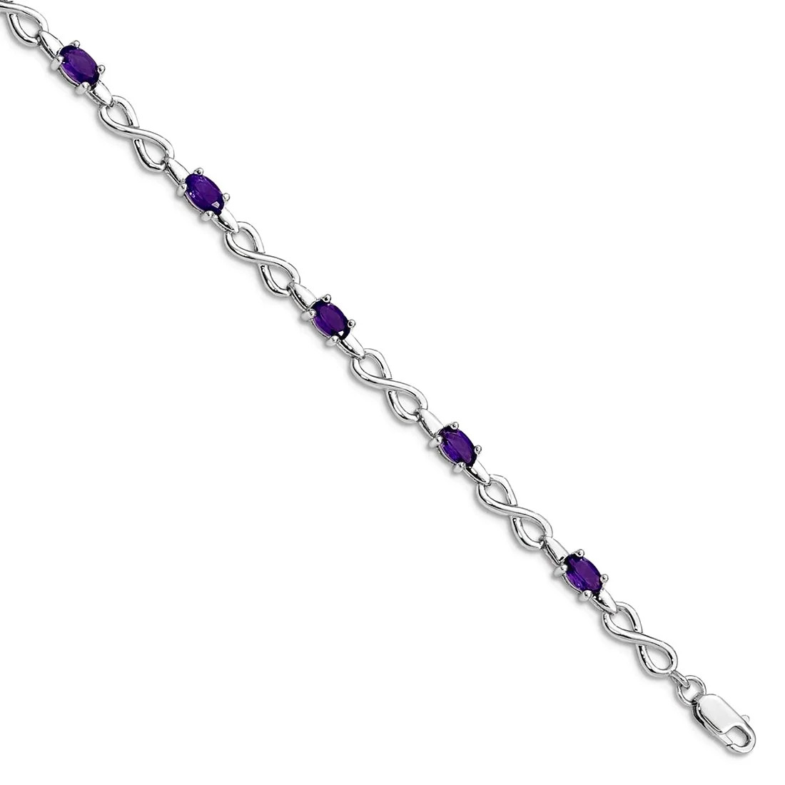 Curata 925 Sterling Silver 7" 3mm Genuine Amethyst, Blue Topaz, Citrine or Garnet Infinity Bracel... | Overstock