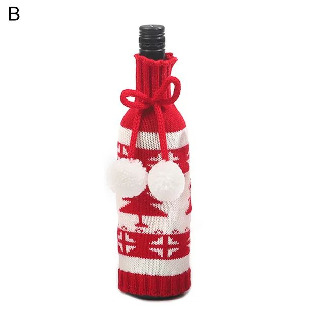 Windfall Christmas Wine Bottle Covers Wine Bottle Holder Sweater Faux Fur Wine Bottle Pouch Bags ... | Walmart (US)