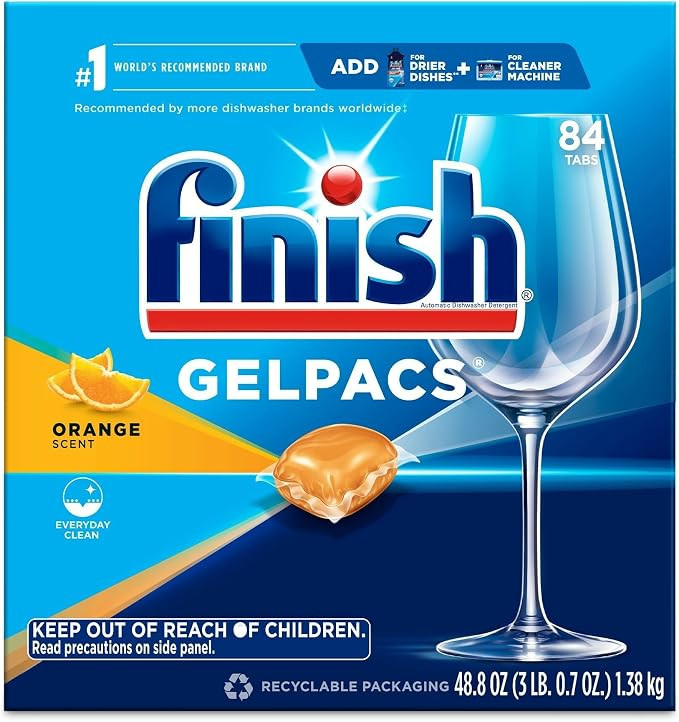 Finish Gelpacs Dishwasher Detergent, Orange Scent, 84 Count | Amazon (US)