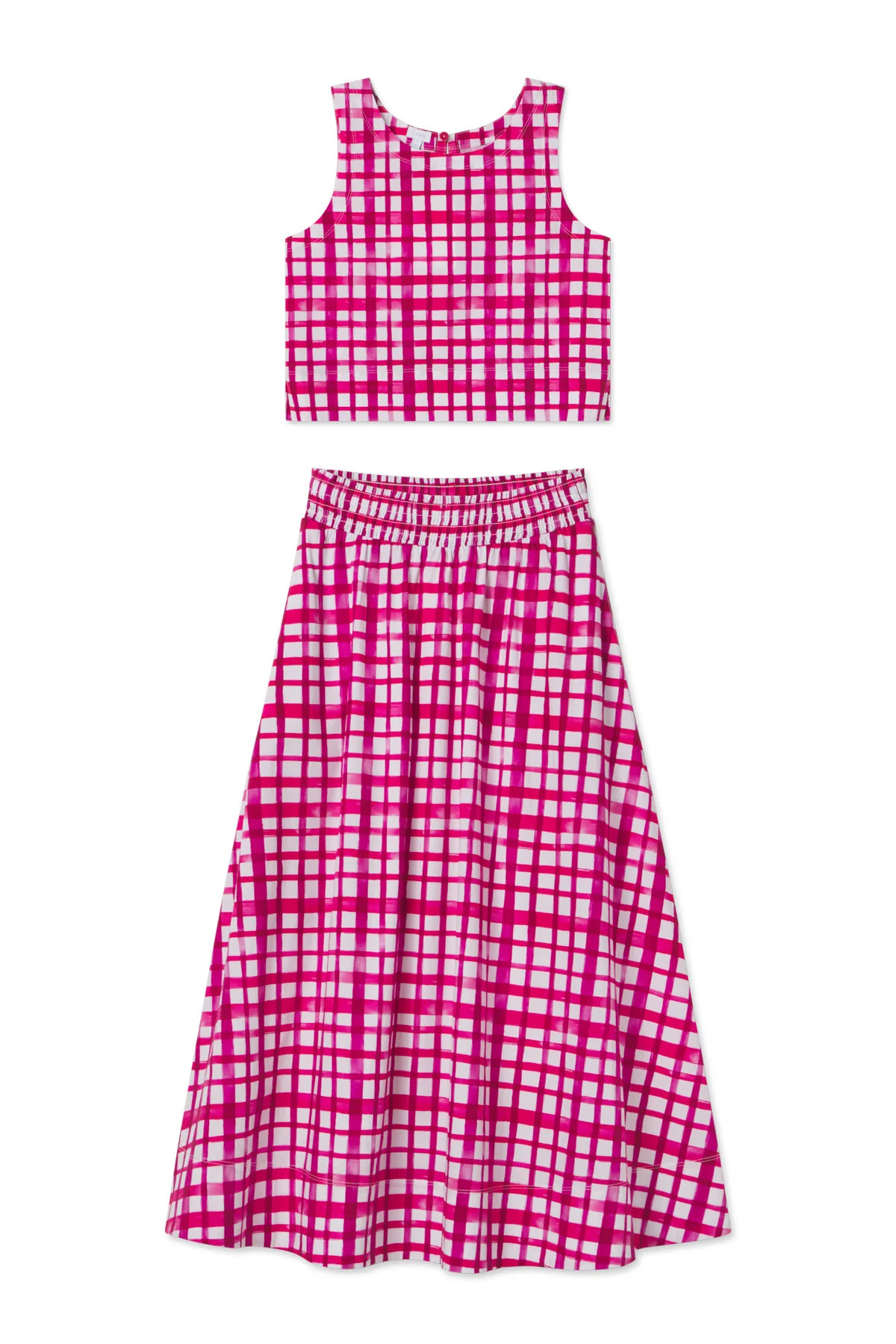 Terrace Skirt Set in Magenta Painterly Gingham | Lake Pajamas