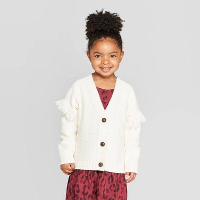 Toddler Girls' Fringe Sleeve Cardigan - art class™ Cream | Target
