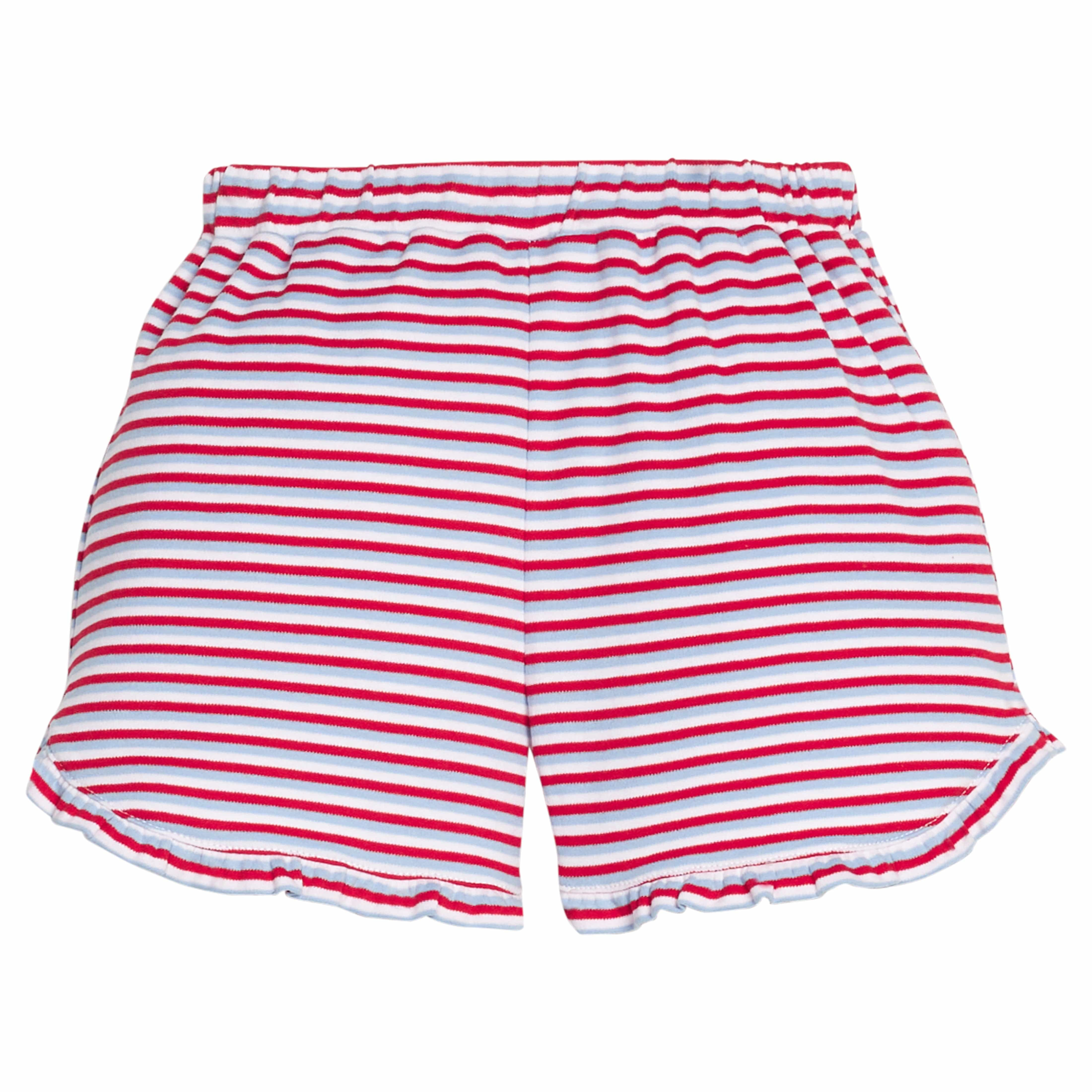 Americana Stripe Tulip Knit Short - 4th of July Girl's Shorts | Little English