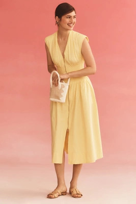 The Tommie Cap-Sleeve Smocked Front-Zip Shirt Dress | Anthropologie (US)