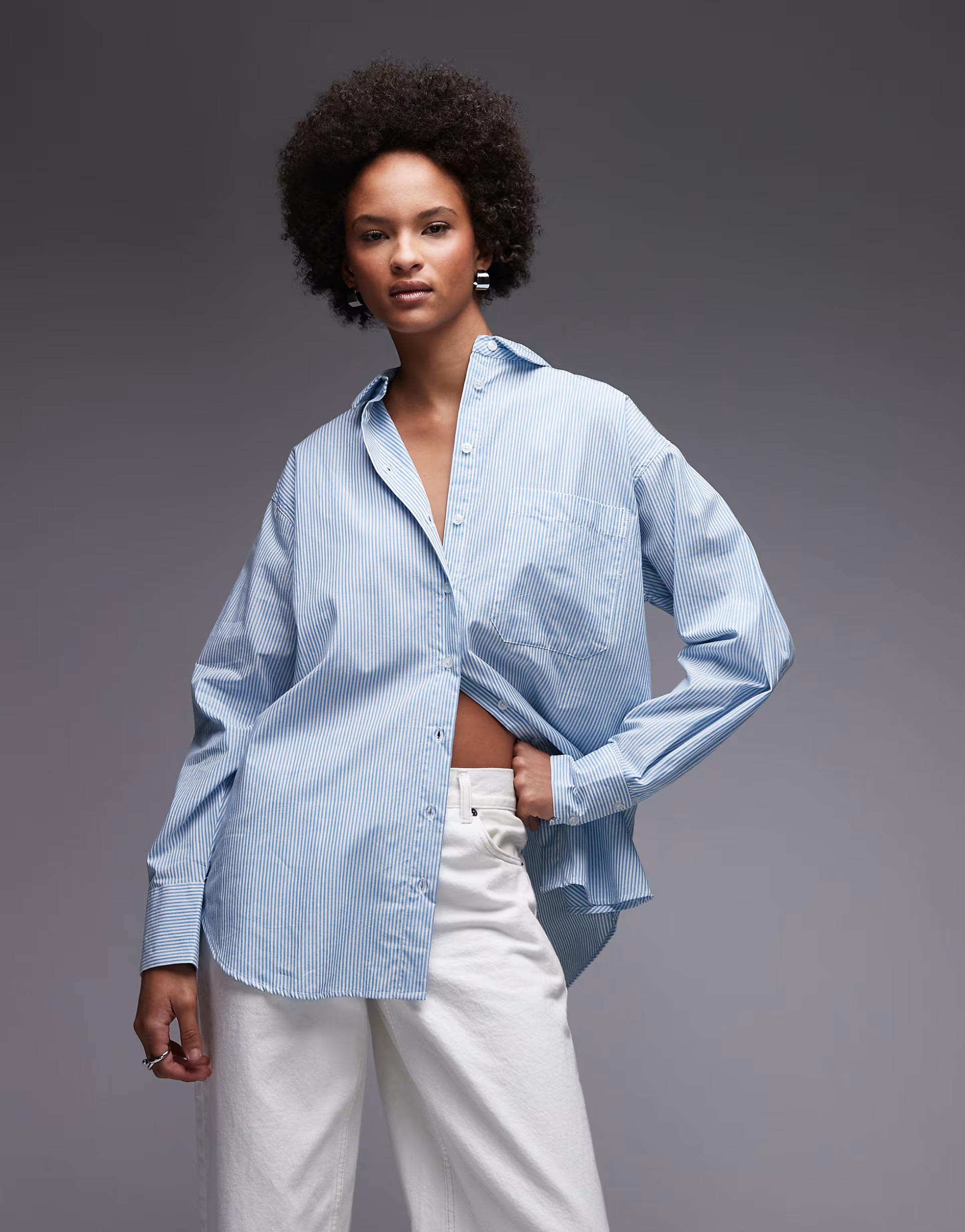 ASOS DESIGN oversized shirt in blue and white stripe  | ASOS | ASOS (Global)