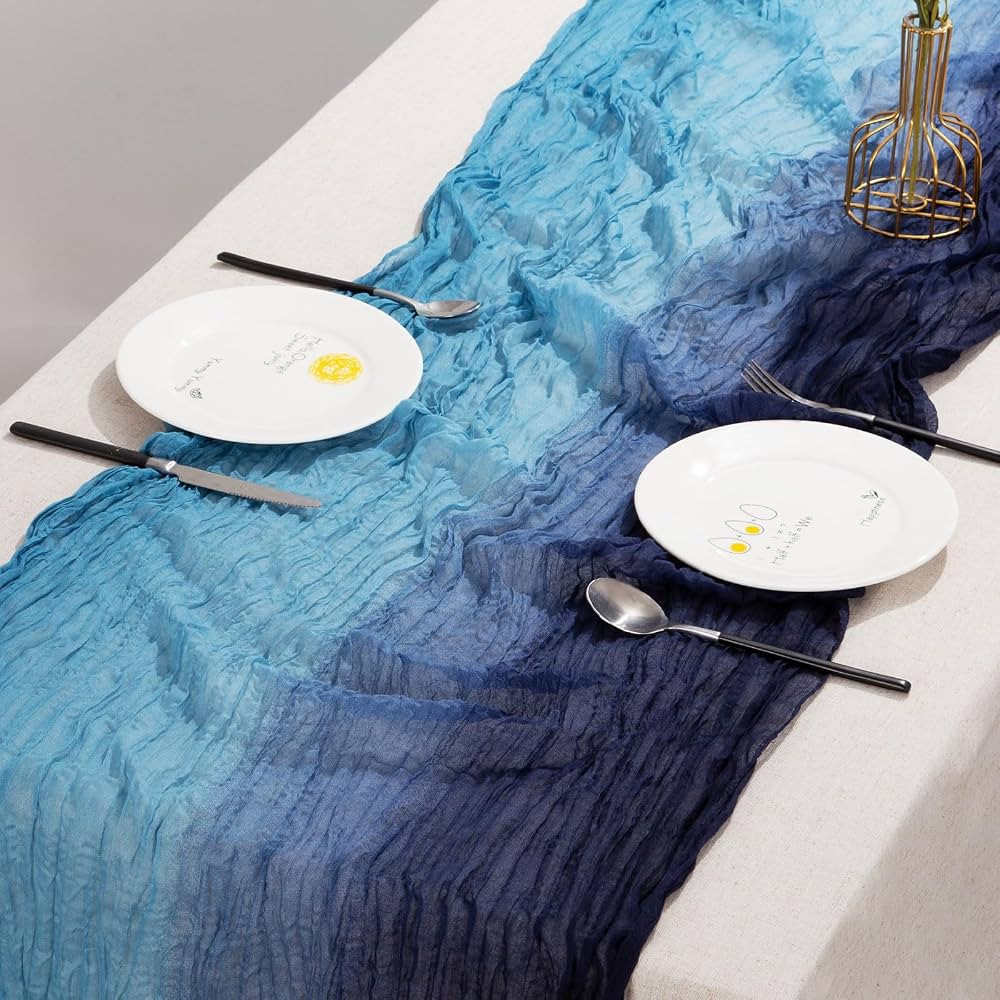 6 Pack Cheesecloth Table Runner, Gradient-Light and Dark Blue Gauze Table Runner, Widely Use Chee... | Amazon (US)