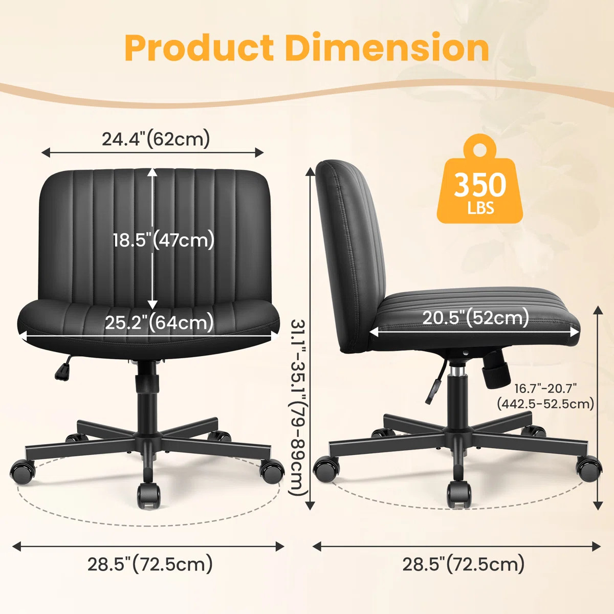 Wheeled Wide Seat Leisure Office Chair | Wayfair North America