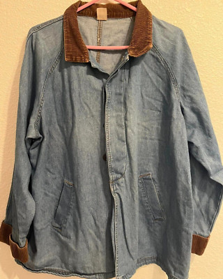 Vintage Denim Jacket Womens Corduroy Trim Pockets Soft SZ See Note | eBay US