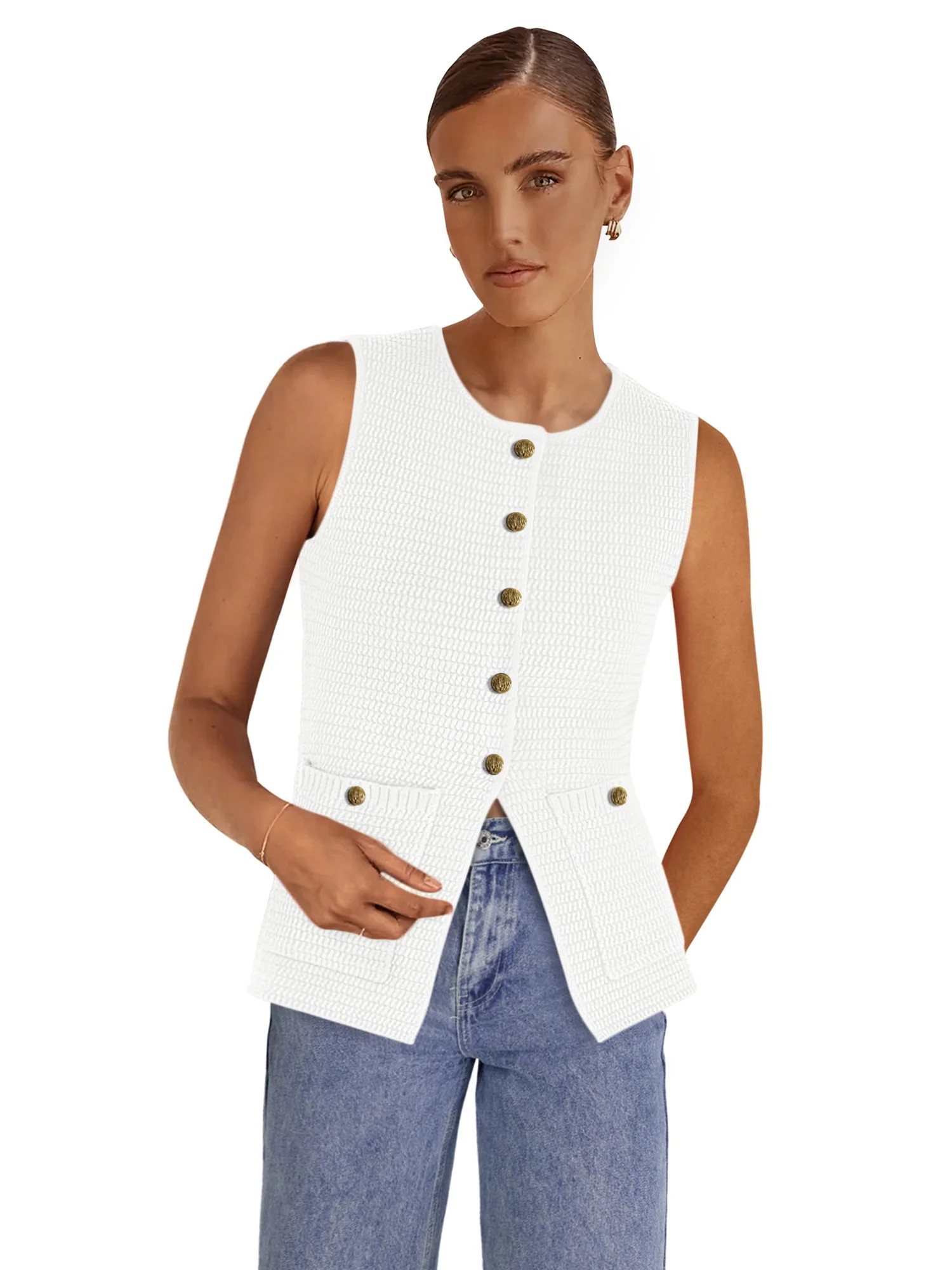 PRETTYGARDEN Women's Button Up Sweater Vest Top, Lightweight, Sizes S-XXL | Walmart (US)