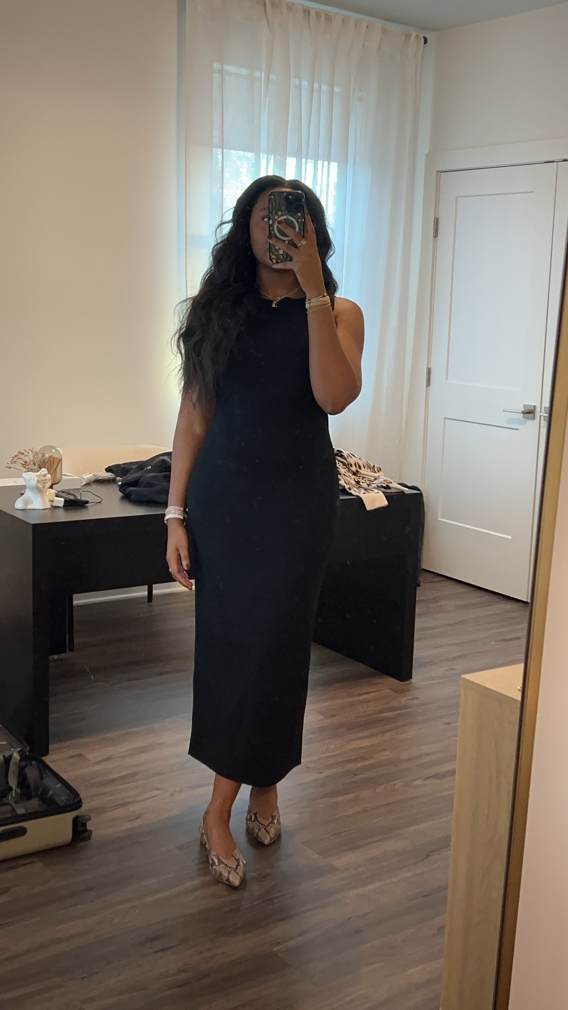 clean classy corporate outfit: black dress + pointed toe flats + gold jewelry 

#LTKWorkwear #LTKSeasonal #LTKStyleTip